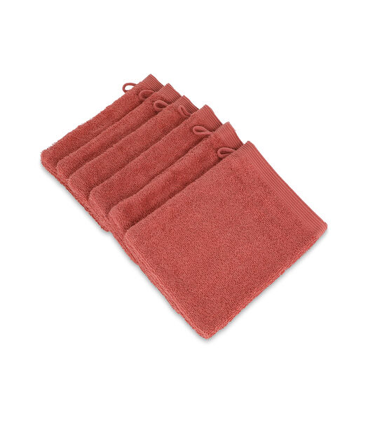 COMO - 6 gants de toilette - Brick Red