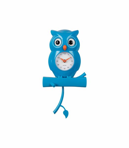 Wandklok Owl Pendulum - Blauw - 20x8.5x37.5cm