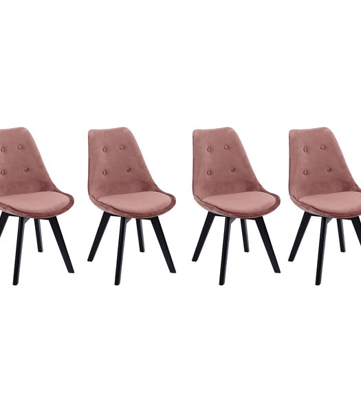 Set van 4 roze NORA fluwelen stoelen met kussen