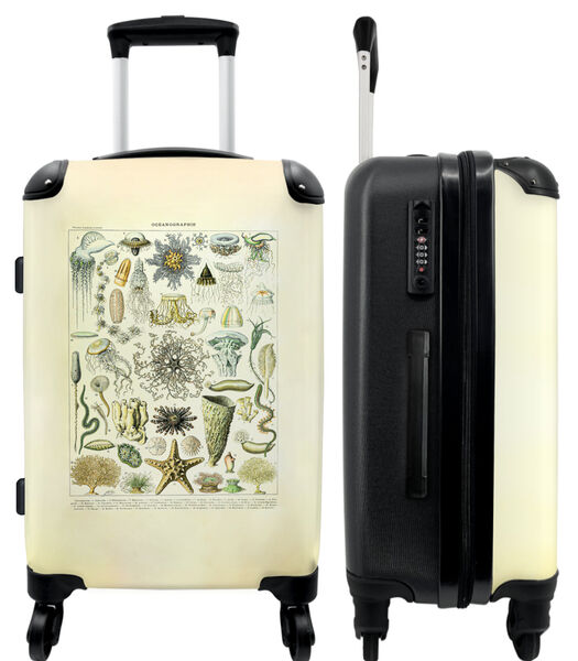 Handbagage Koffer met 4 wielen en TSA slot (Natuur - Illustratie - Koraal - Vintage - Kunst)