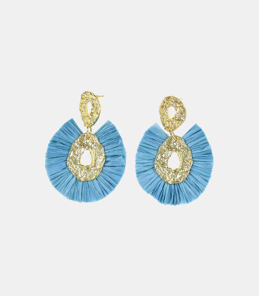 Boucles d'oreilles raphia bleues