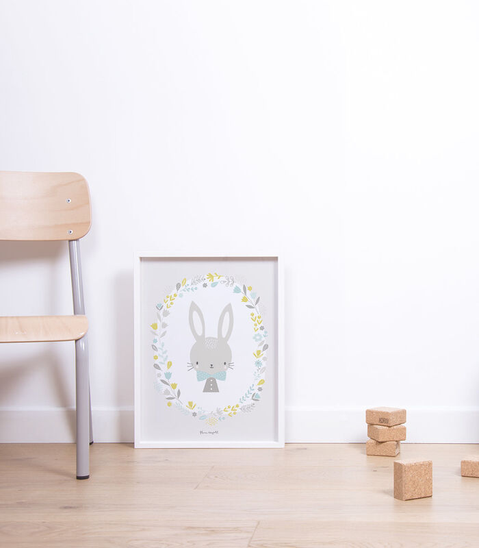 SWEET BUNNIES - Affiche enfant encadrée - Bébé lapin et fleurs image number 3