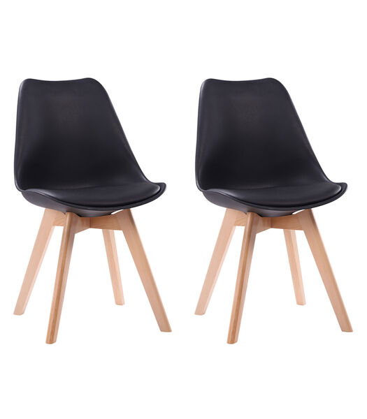 Set van 2 zwarte NORA Scandinavische stoelen met kussen