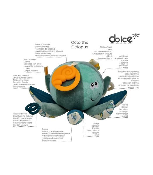 Toys speelgoed Ocean activiteitenknuffel - Octopus Octo
