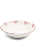 Menton - Plat de service blanc porcelaine avec impression rose image number 0