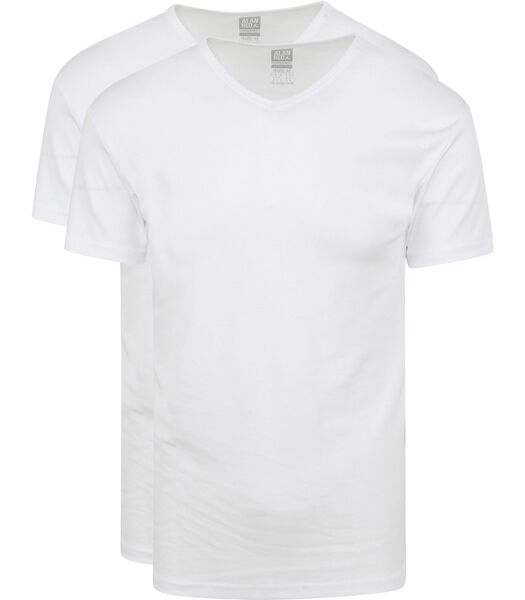 Organic V-Hals T-Shirt Wit 2-Pack