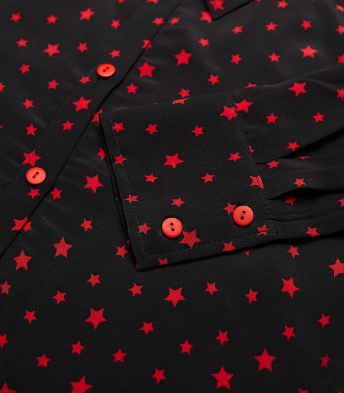 Zwarte blouse met rode sterren van viscose. image number 3