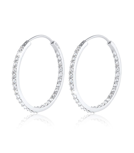 Oorbellen Dames Creolen Fonkelend Elegant Met Kristallen In 925 Sterling Zilver