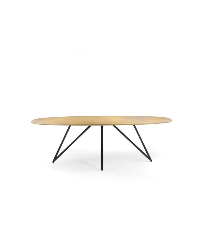 Nordic Design - Table de salle à manger - acacia - naturel - ovale - 240x110 cm - pied papillon - acier - noir image number 3