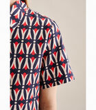 Shirtblouse Geometrisch patroon korte arm Kraag image number 3
