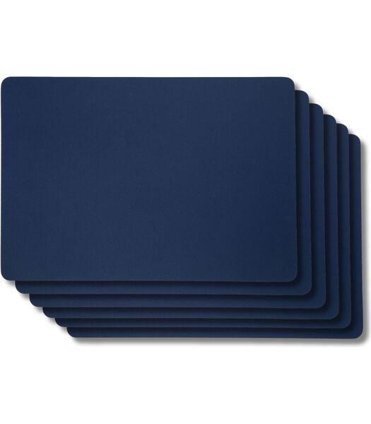 Sets de table  - Cuir végétalien - Gris / Bleu - réversible - 46 x 33 cm - 6 pièces