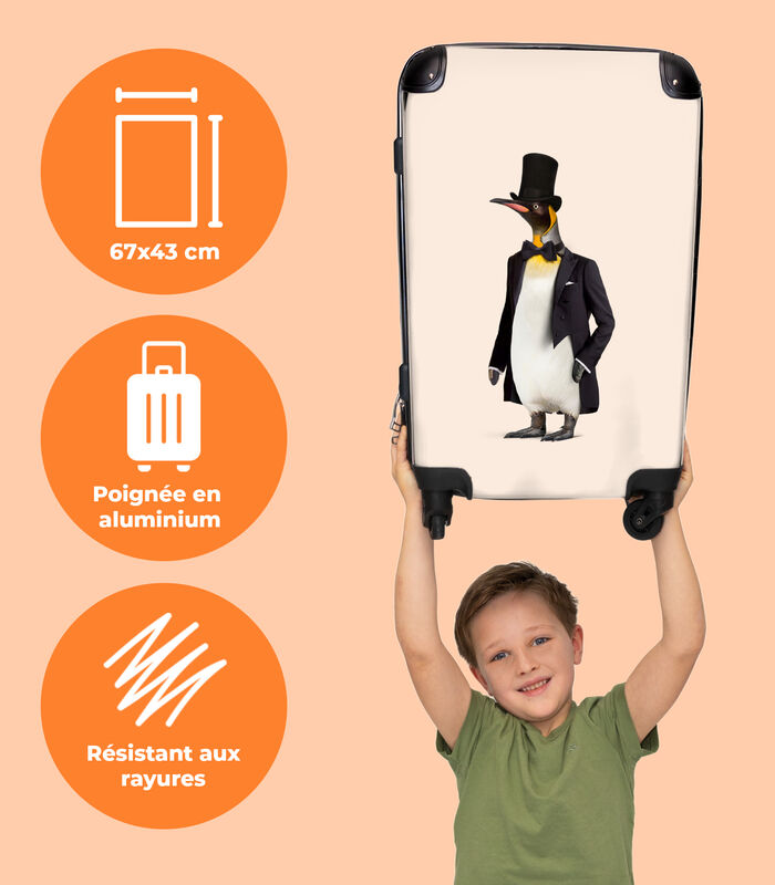 Handbagage Koffer met 4 wielen en TSA slot (Pinguïn - Dier - Hoed - Zwart) image number 2