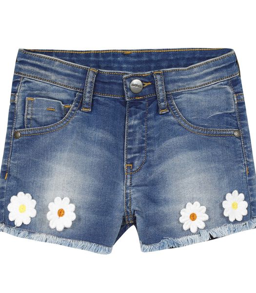 Denim shorts met bloemen