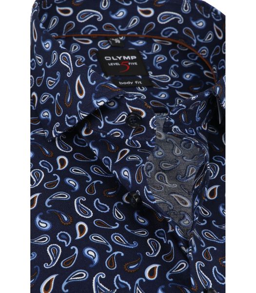 Lvl 5 Overhemd Paisley Donkerblauw