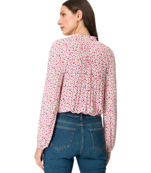 Geplooide blouse met bloem
