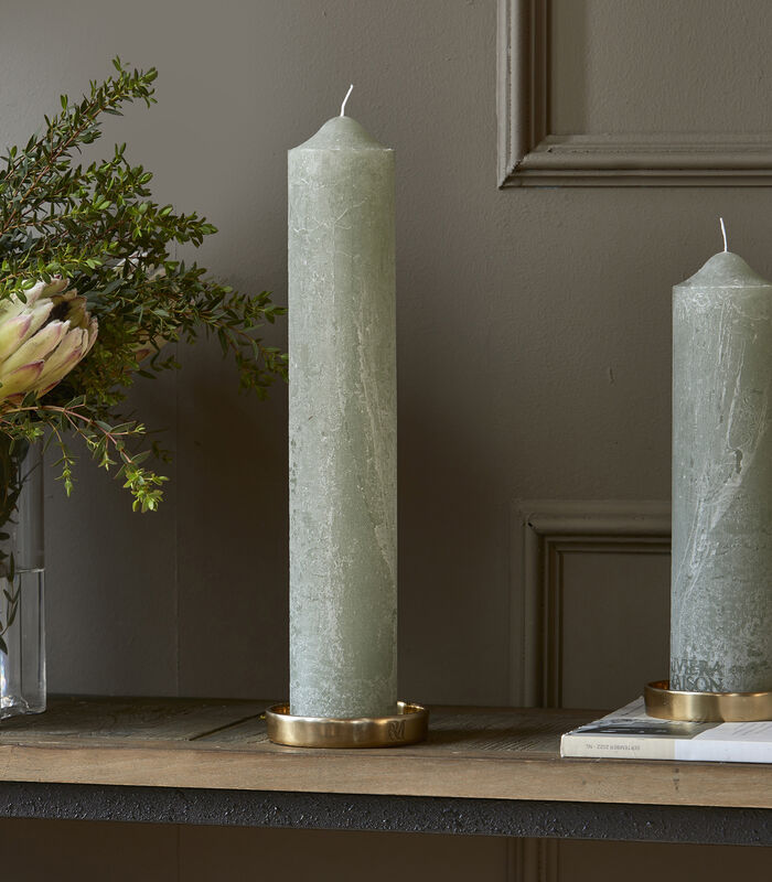 Stompkaars groen, Cilinder kaars (ØxH) 7x40 - RM Rustic Pillar Candle image number 3