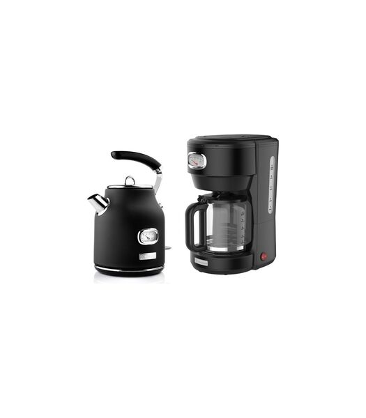 Retro Waterkoker + Filter-koffiezetapparaat - Koffiefilter - Zwart