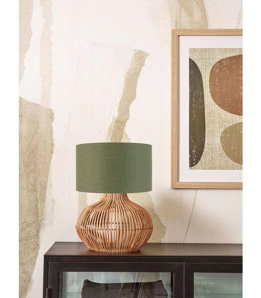 Lampe de Table Kalahari - Vert/Rotin - Ø32cm