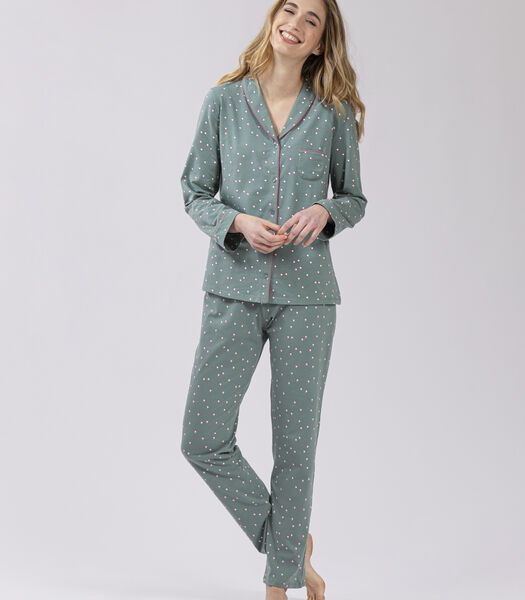 Pyjama met knoopsluiting van katoen en elastaan MORNING 506 - bamboe