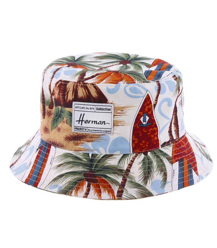 COGNO Bob-hoed met tropisch motief en rechthoekige badge image number 0