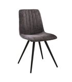 Lined Velvet - Chaise de salle à manger - lot de 4 - velours - gris - rayé - métal - noir image number 0