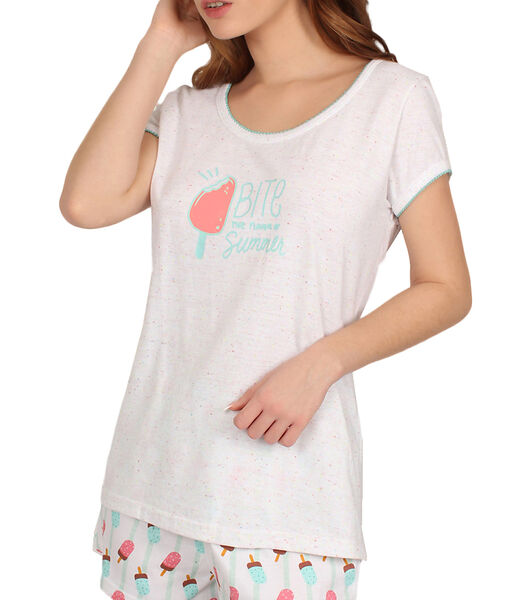 Pyjamashort t-shirt Summer Bites wit