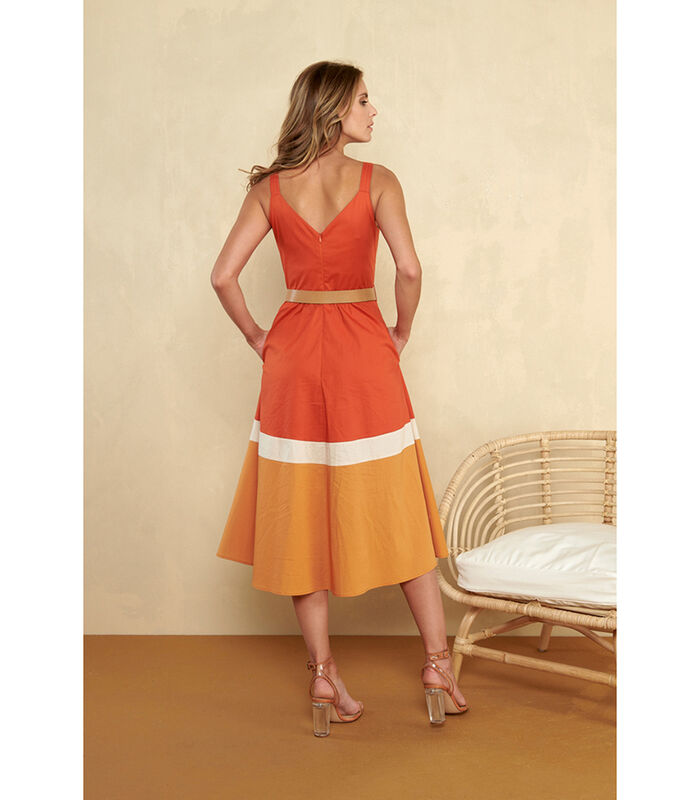 Trendy midi jurk met colourblock image number 1