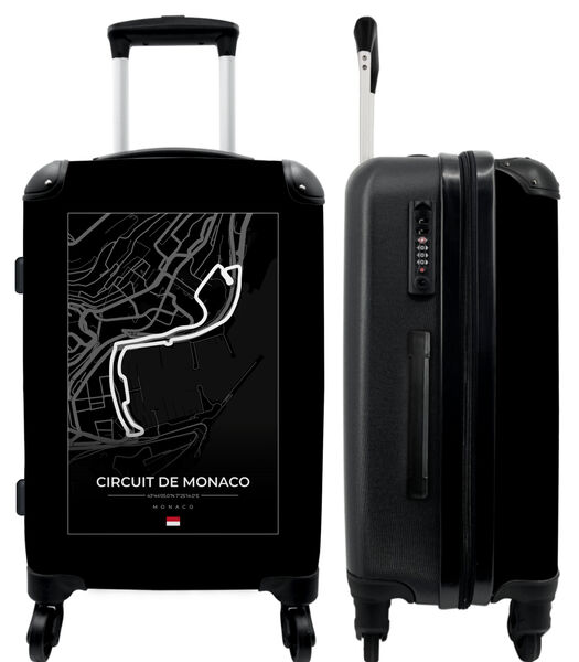 Handbagage Koffer met 4 wielen en TSA slot (Formule 1 - Circuit de Monaco - Racing - Zwart wit - Monaco)