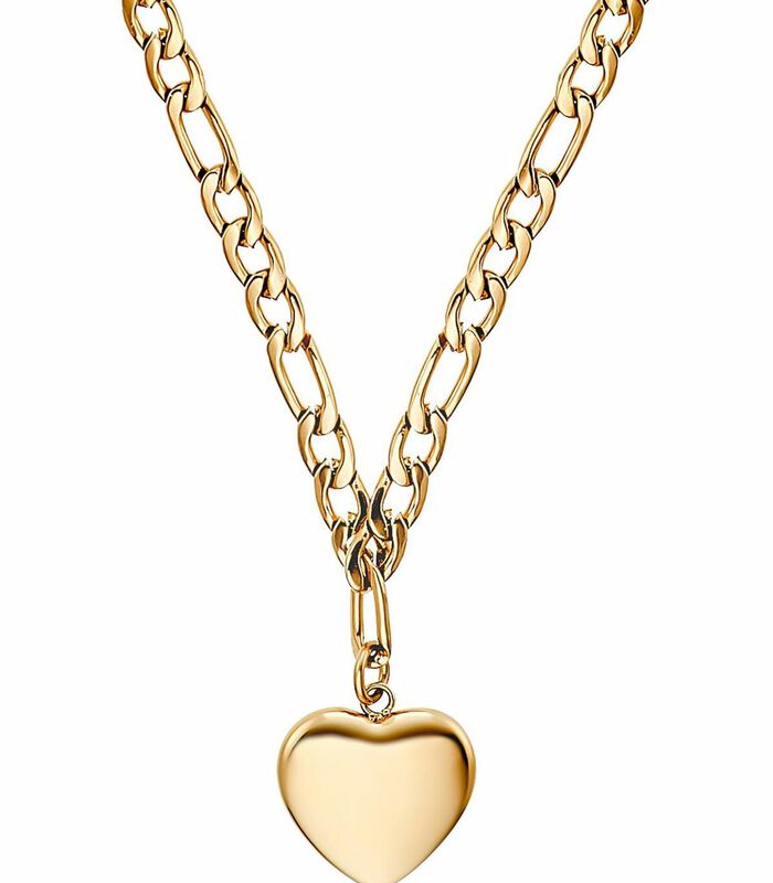 Ketting met hanger voor dames, roestvrij staal IP goud, hart image number 1
