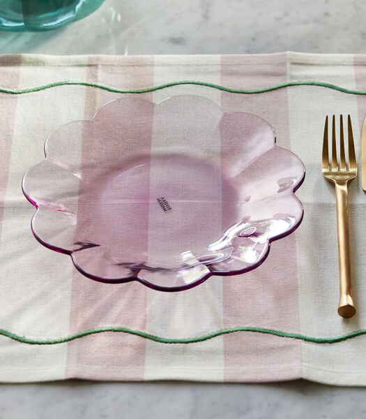 Toulouse dinerbord Roze - glazen bord transparant diep bord 21 cm