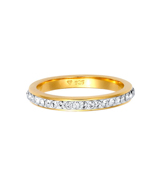 Ring Dames Bandring Sprankelend Elegant Met Kristallen In Verguld 925 Sterling Zilver