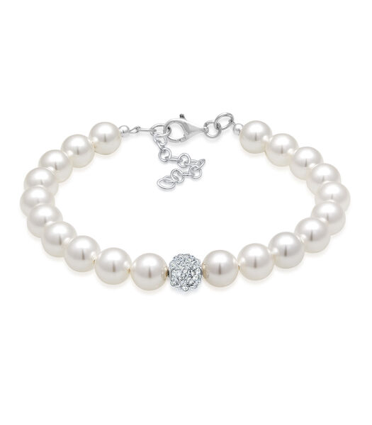 Bracelet Femmes Elégant Avec Perles Synthétiques Et Cristaux En Argent Sterling 925