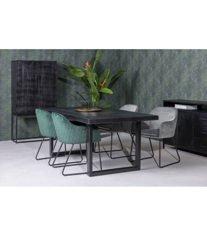 Black Omerta - Table de salle à manger - mangue - noir - rectangulaire - 180x100 cm - pied en U en acier - laqué noir image number 1