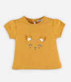 Geel T-shirt met korte mouwen en kat image number 0