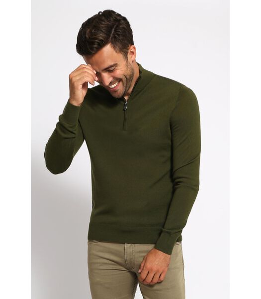 Suitable Merino Half Zip Sweater Olive Green