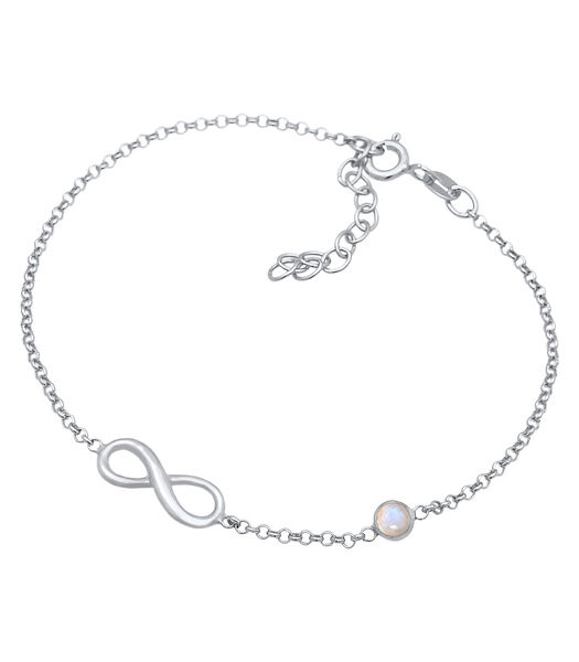 Armband Dames Solitaire Infinity Symbool Met Maansteen In 925 Sterling Zilver