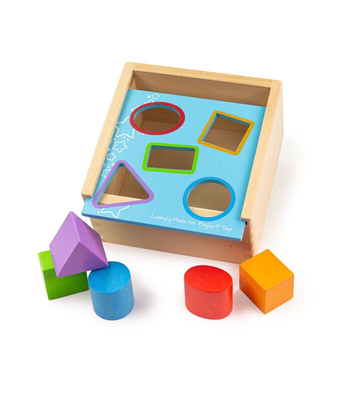 Bigjigs Shapes Sorting Box Wood Cube - 6 pièces image number 0
