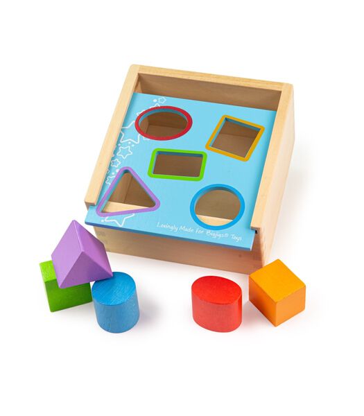 Bigjigs Shapes Sorting Box Wood Cube - 6 pièces