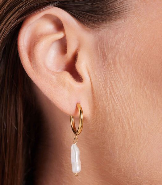 Boucles d'oreilles en acier plaqué or 18 carats Perle