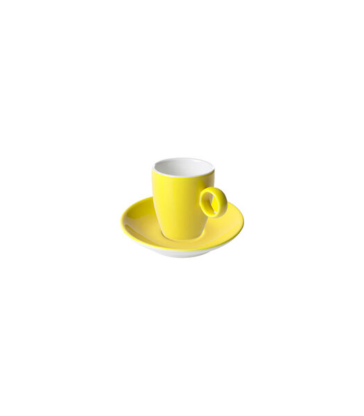 Espressokop en schotel Bart Colour Cafe 6.5 cl - 11 cm Geel Porselein 2 stuk(s)