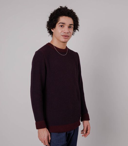 Contrast Wool Cashmere Sweater Bordeaux