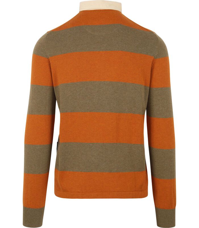 Polo à manches longues State Of Art Pique Stripes Orange image number 4