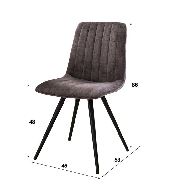 Lined Velvet - Chaise de salle à manger - lot de 4 - velours - gris - rayé - métal - noir image number 3