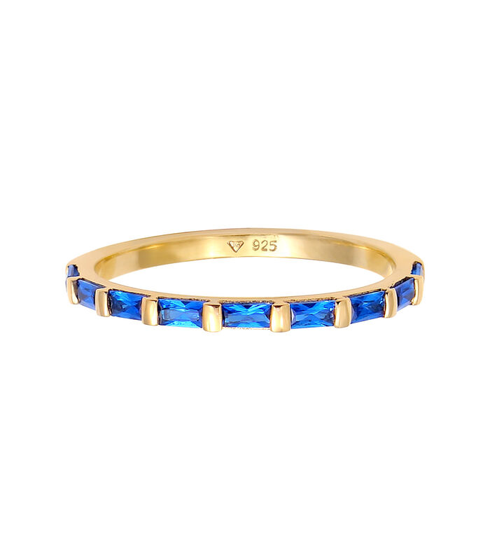 Ring Elli Premium Ring Dames Band Fonkelend Met Synthetische Saffieren In 925 Sterling Zilver Verguld image number 1