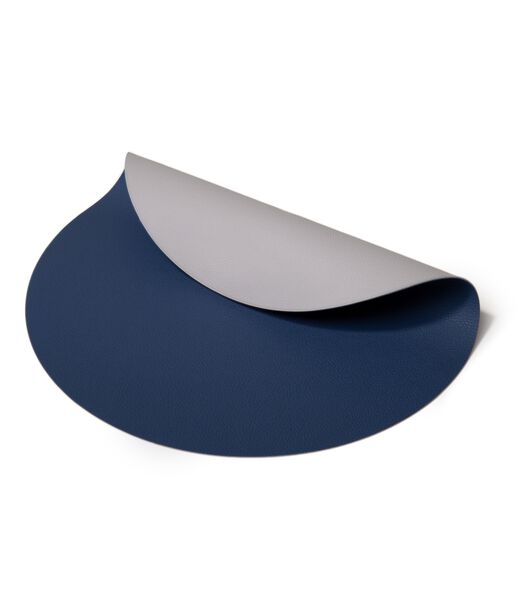 Set de table  - Cuir végétalien - Gris / Bleu - réversible - ø 38 cm