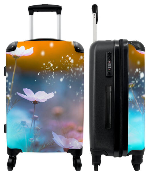 Handbagage Koffer met 4 wielen en TSA slot (Bloemen - Roze - Lente - Abstract - Botanisch)