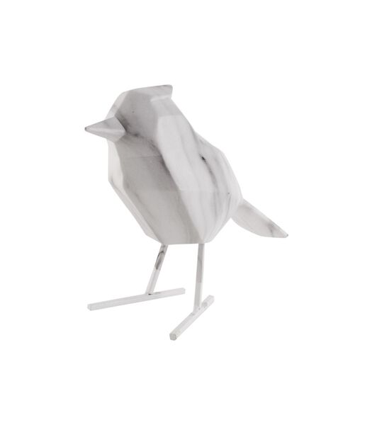 Ornament Bird - Marmerprint Wit - 9x24x18,5cm
