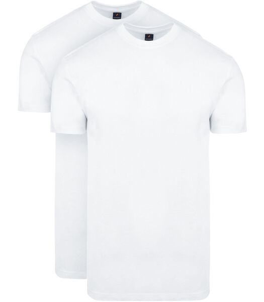 Obra T-Shirt Hoge Ronde Hals Wit 2-Pack