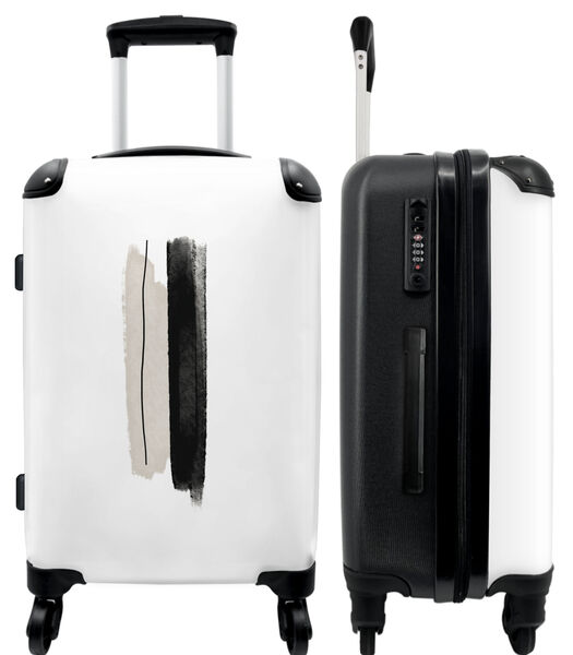 Bagage à main Valise avec 4 roues et serrure TSA (Pastel - Blanc - Abstrait - Lignes)