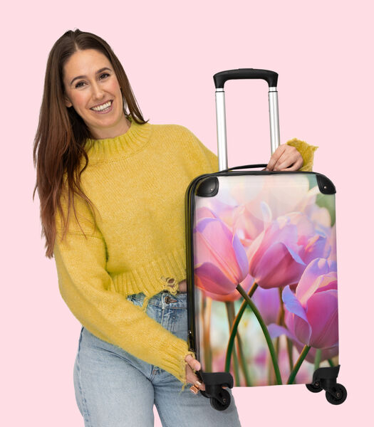 Valise spacieuse avec 4 roues et serrure TSA (Tulipes - Fleurs - Rose - Plantes - Printemps)